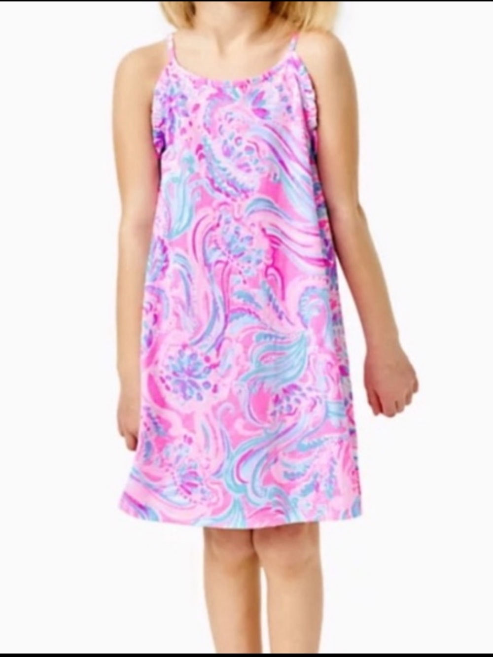 Lilly Pulitzer Girls Mini Alek Dress- Prosecco Pink/Don't be Jelly Sz.XL Preppy
